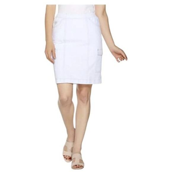 Dream Jeannes Quacker Factory White Cargo Skort Jersey Knit Size Large - Picture 1 of 11